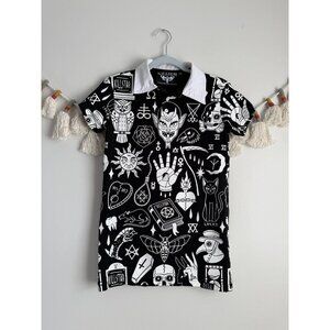 KillStar Wicked Collared Black Tunic Tshirt Goth Grunge Dark Witchy Steampunk XS